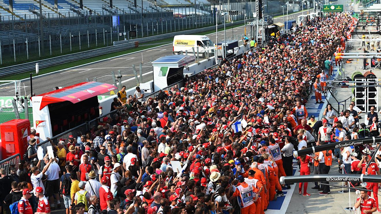 Sebastian Vettel (GER) Ferrari and Kimi Raikkonen (FIN) Ferrari sign autographs for the fans at Formula One World Championship, Rd14, Italian Grand Prix, Preparations, Monza, Italy, Thursday 1 September 2016. © Sutton Images