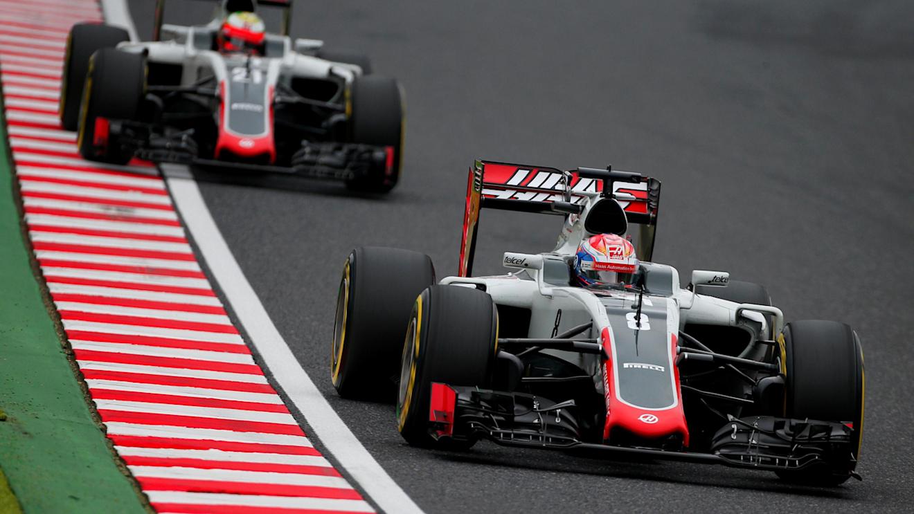 Romain Grosjean (FRA) Haas VF-16 and Esteban Gutierrez (MEX) Haas VF-16 at Formula One World Championship, Rd17, Japanese Grand Prix, Qualifying, Suzuka, Japan, Saturday 8 October 2016. © Sutton Images
