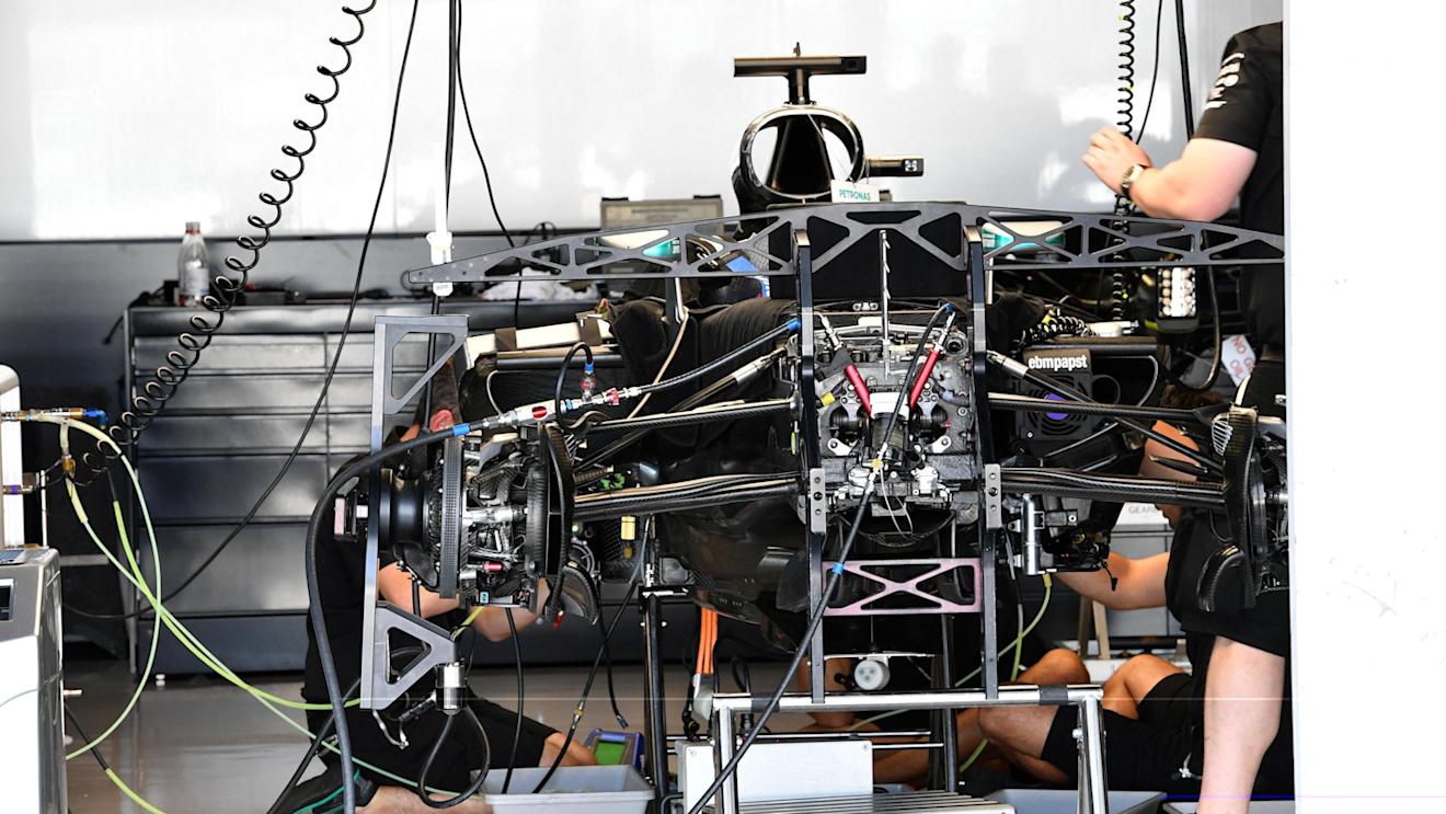 Mercedes-Benz F1 W07 Hybrid in the garage at Formula One World Championship, Rd17, Japanese Grand Prix, Preparations, Suzuka, Japan, Thursday 6 October 2016. © Sutton Images