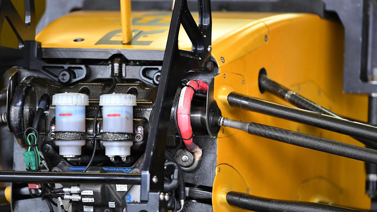 Renault Sport F1 Team RS16 chassis and front suspension detail at Formula One World Championship, Rd19, Mexican Grand Prix, Practice, Circuit Hermanos Rodriguez, Mexico City, Mexico, Friday 28 October 2016. © Sutton Images