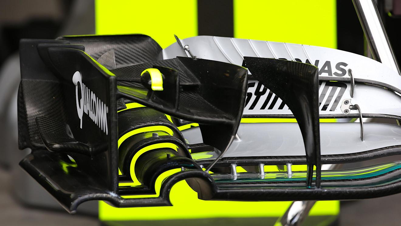 Mercedes-Benz F1 W07 Hybrid front wing detail at Formula One World Championship, Rd19, Mexican Grand Prix, Preparations, Circuit Hermanos Rodriguez, Mexico City, Mexico, Thursday 27 October 2016. © Sutton Images