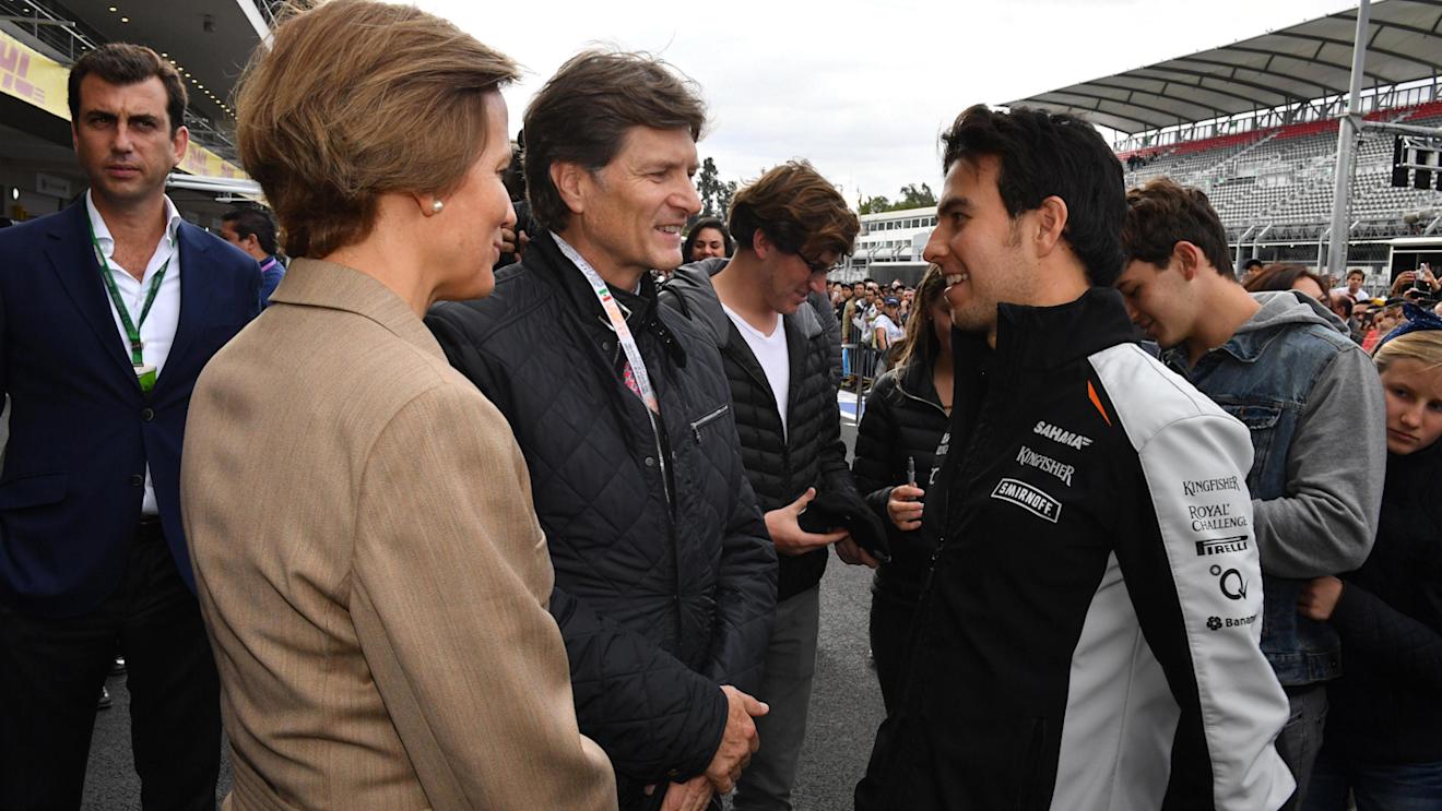 Sergio Perez (MEX) Force India with Enrique de la Madrid Cordero (MEX) the Mexican Secretary of Tourism at Formula One World Championship, Rd19, Mexican Grand Prix, Preparations, Circuit Hermanos Rodriguez, Mexico City, Mexico, Thursday 27 October 2016. © Sutton Images