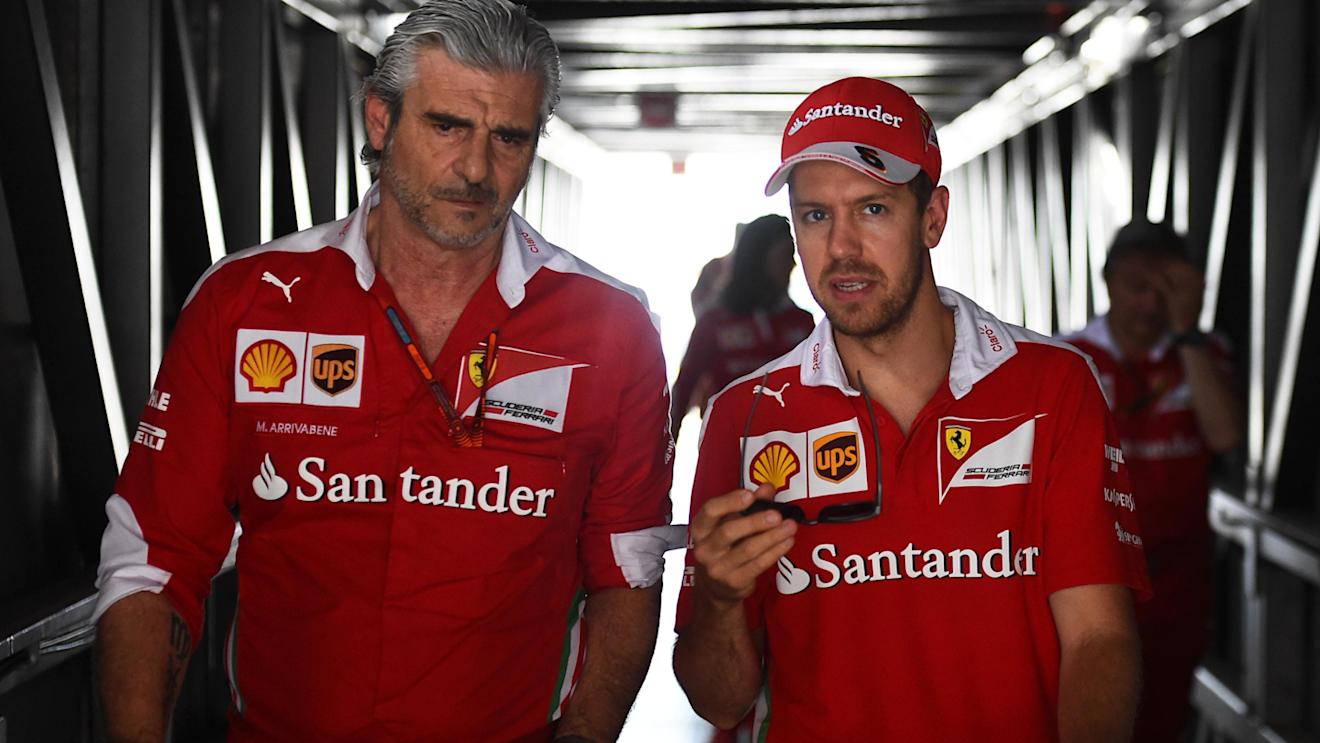Maurizio Arrivabene (ITA) Ferrari Team Principal and Sebastian Vettel (GER) Ferrari at Formula One World Championship, Rd6, Monaco Grand Prix, Monte-Carlo, Monaco, Friday 27 May 2016. © Sutton Images