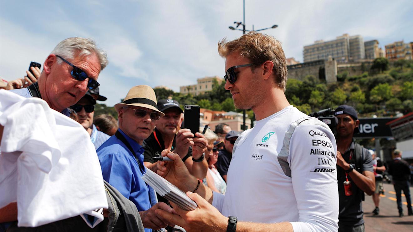 Nico Rosberg (GER) Mercedes AMG F1 signs autographs for the fans at Formula One World Championship, Rd6, Monaco Grand Prix, Monte-Carlo, Monaco, Friday 27 May 2016. © Sutton Images