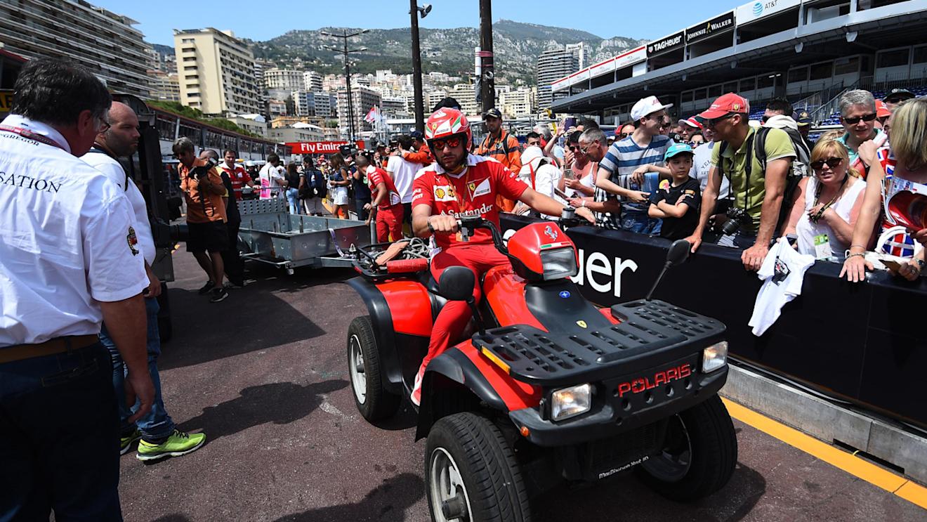 Ferrari mechanics on a quad bike at Formula One World Championship, Rd6, Monaco Grand Prix, Monte-Carlo, Monaco, Friday 27 May 2016. © Sutton Images
