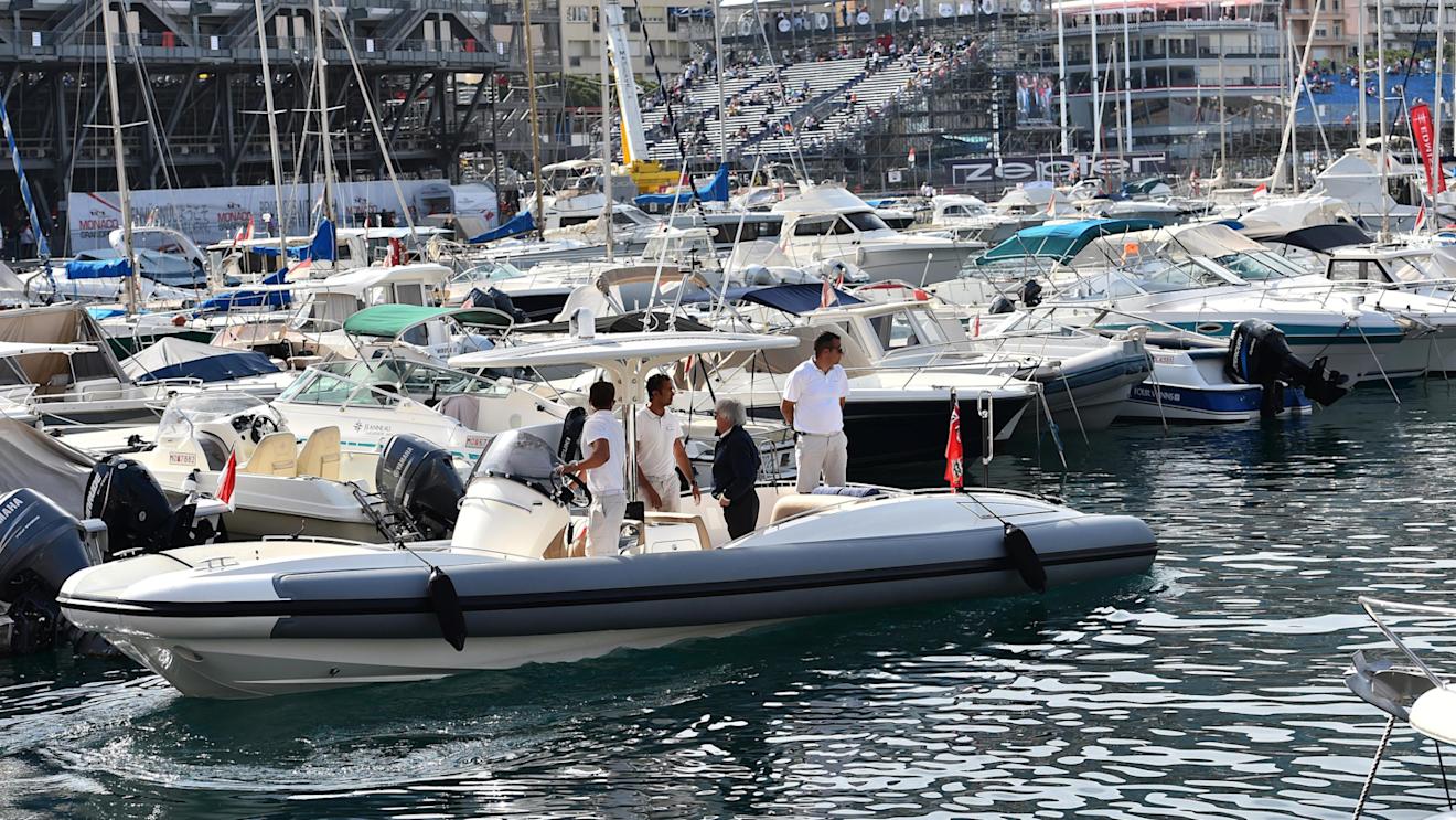 Bernie Ecclestone (GBR) CEO Formula One Group (FOM) on a launch boat at Formula One World Championship, Rd6, Monaco Grand Prix, Qualifying, Monte-Carlo, Monaco, Saturday 28 May 2016. © Sutton Images