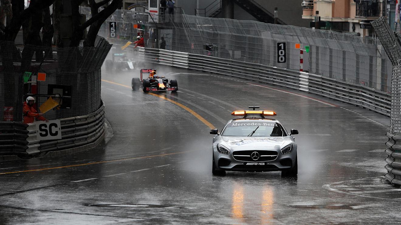 Safety leads at the start of the race at Formula One World Championship, Rd6, Monaco Grand Prix, Race, Monte-Carlo, Monaco, Sunday 29 May 2016. © Sutton Images