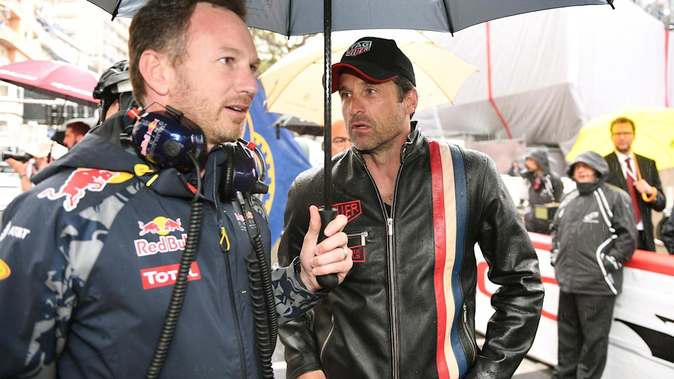 Christian Horner (GBR) Red Bull Racing Team Principal and Patrick Dempsey (USA) on the grid at Formula One World Championship, Rd6, Monaco Grand Prix, Race, Monte-Carlo, Monaco, Sunday 29 May 2016. © Sutton Images