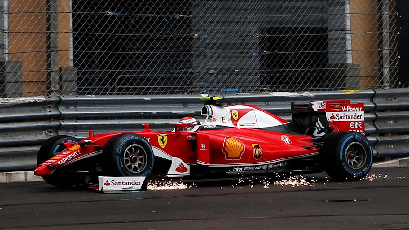 Kimi Raikkonen (FIN) Ferrari SF16-H retires from the race with a broken front wing after crashing at Formula One World Championship, Rd6, Monaco Grand Prix, Race, Monte-Carlo, Monaco, Sunday 29 May 2016. © Sutton Images