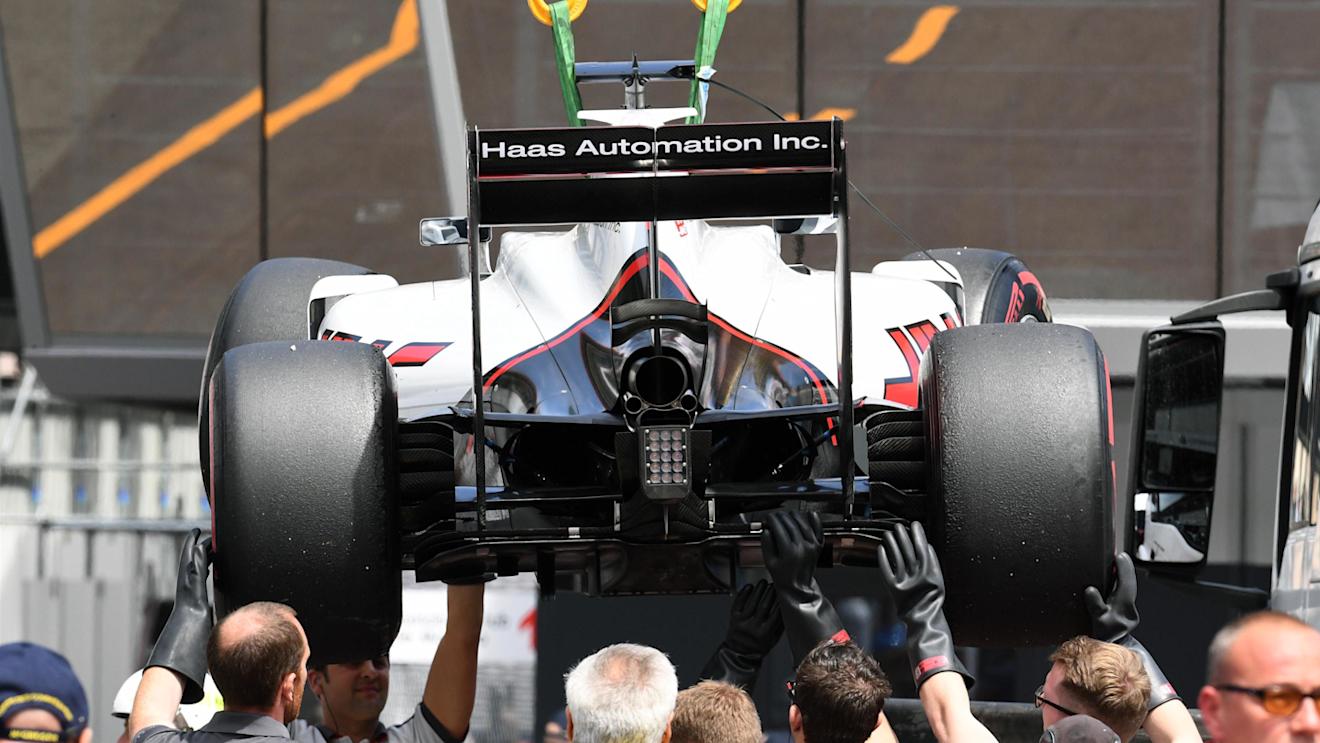 The car of Esteban Gutierrez (MEX) Haas VF-16 is recovered after FP1 at Formula One World Championship, Rd6, Monaco Grand Prix, Practice, Monte-Carlo, Monaco, Thursday 26 May 2016. © Sutton Images