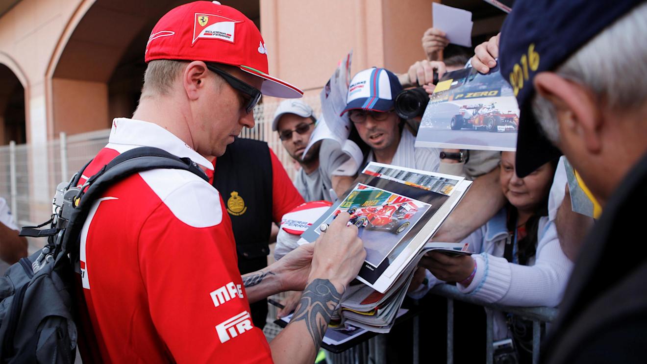 Kimi Raikkonen (FIN) Ferrari signs autographs for the fans at Formula One World Championship, Rd6, Monaco Grand Prix, Preparations, Monte-Carlo, Monaco, Wednesday 25 May 2016. © Sutton Images
