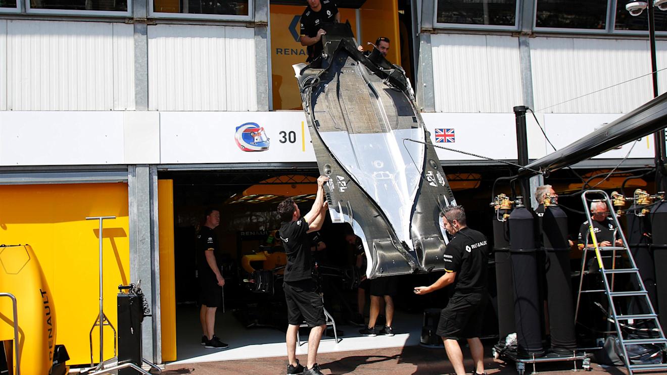 Renault Sport F1 Team RS16 floor at Formula One World Championship, Rd6, Monaco Grand Prix, Preparations, Monte-Carlo, Monaco, Wednesday 25 May 2016. © Sutton Images