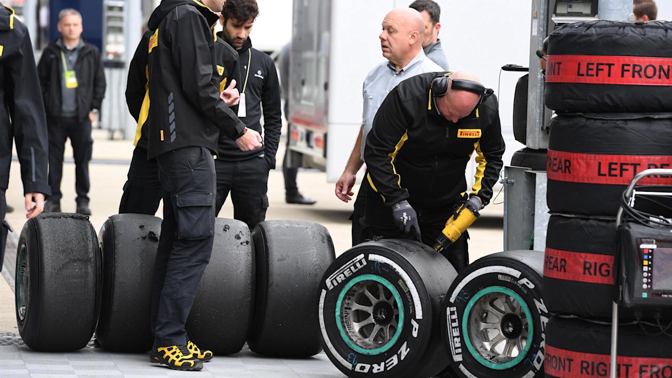 Pirelli engineers and Pirelli tyres at Formula One Testing, Day One, Silverstone, England, Tuesday 12 July 2016. © Sutton Images