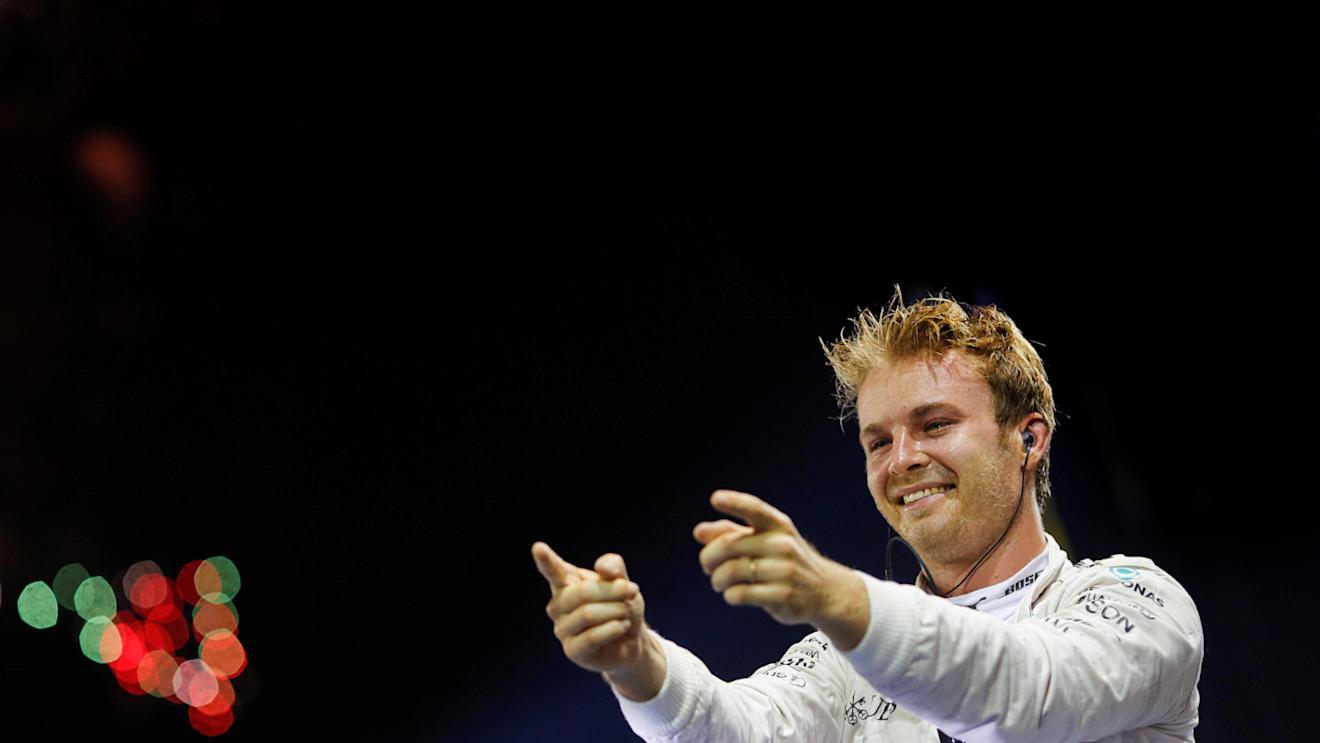 Race winner Nico Rosberg (GER) Mercedes AMG F1 celebrates in parc ferme at Formula One World Championship, Rd15, Singapore Grand Prix, Race, Marina Bay Street Circuit, Singapore, Sunday 18 September 2016. © Sutton Images
