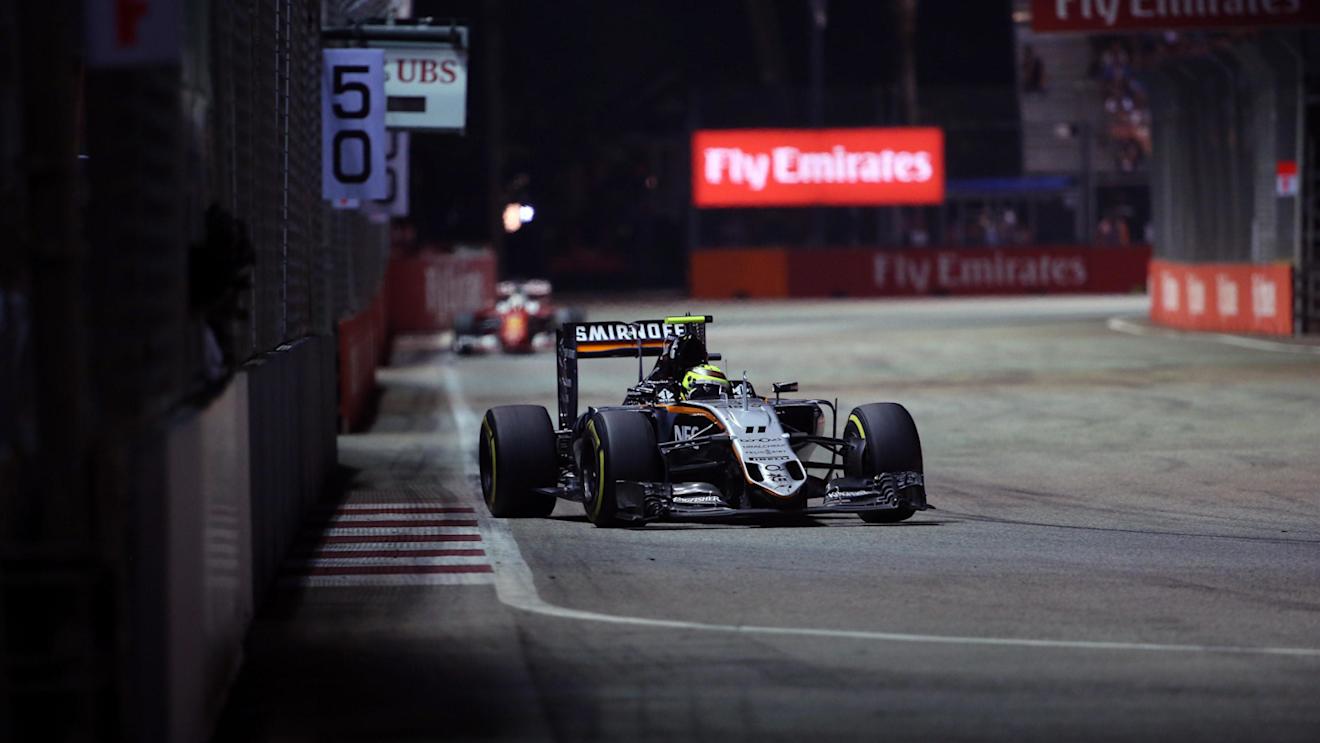 Sergio Perez (MEX) Force India VJM09 at Formula One World Championship, Rd15, Singapore Grand Prix, Race, Marina Bay Street Circuit, Singapore, Sunday 18 September 2016. © Sutton Images