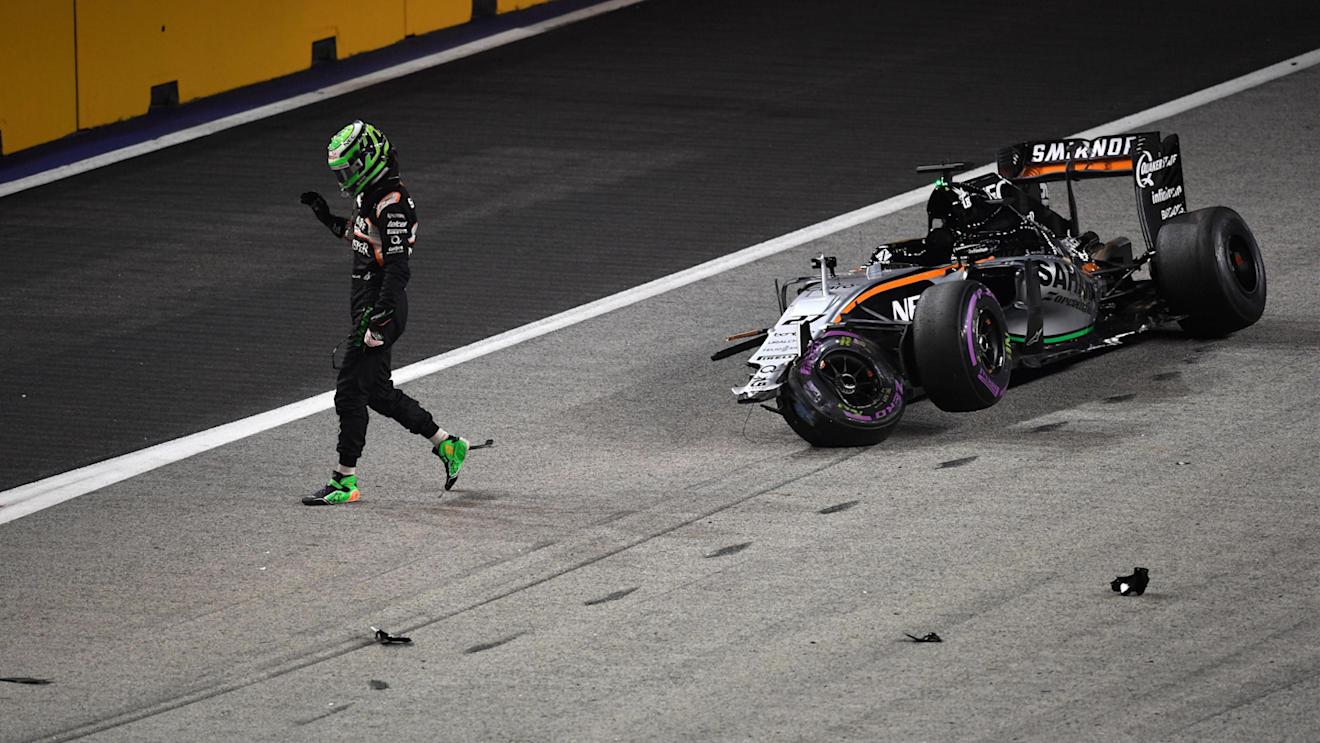 Race retiree Nico Hulkenberg (GER) Force India VJM09 at Formula One World Championship, Rd15, Singapore Grand Prix, Race, Marina Bay Street Circuit, Singapore, Sunday 18 September 2016. © Sutton Images