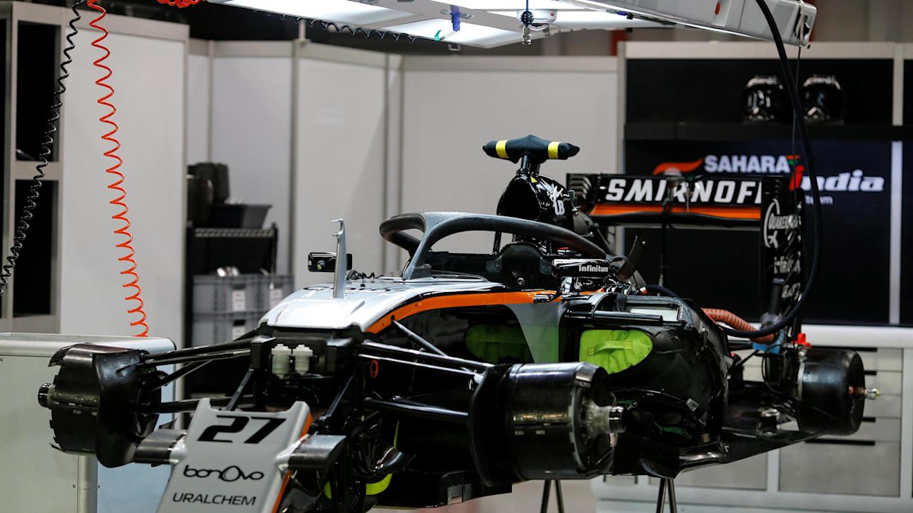 Force India VJM09 with halo at Formula One World Championship, Rd15, Singapore Grand Prix, Preparations, Marina Bay Street Circuit, Singapore, Thursday 15 September 2016. © Sutton Images