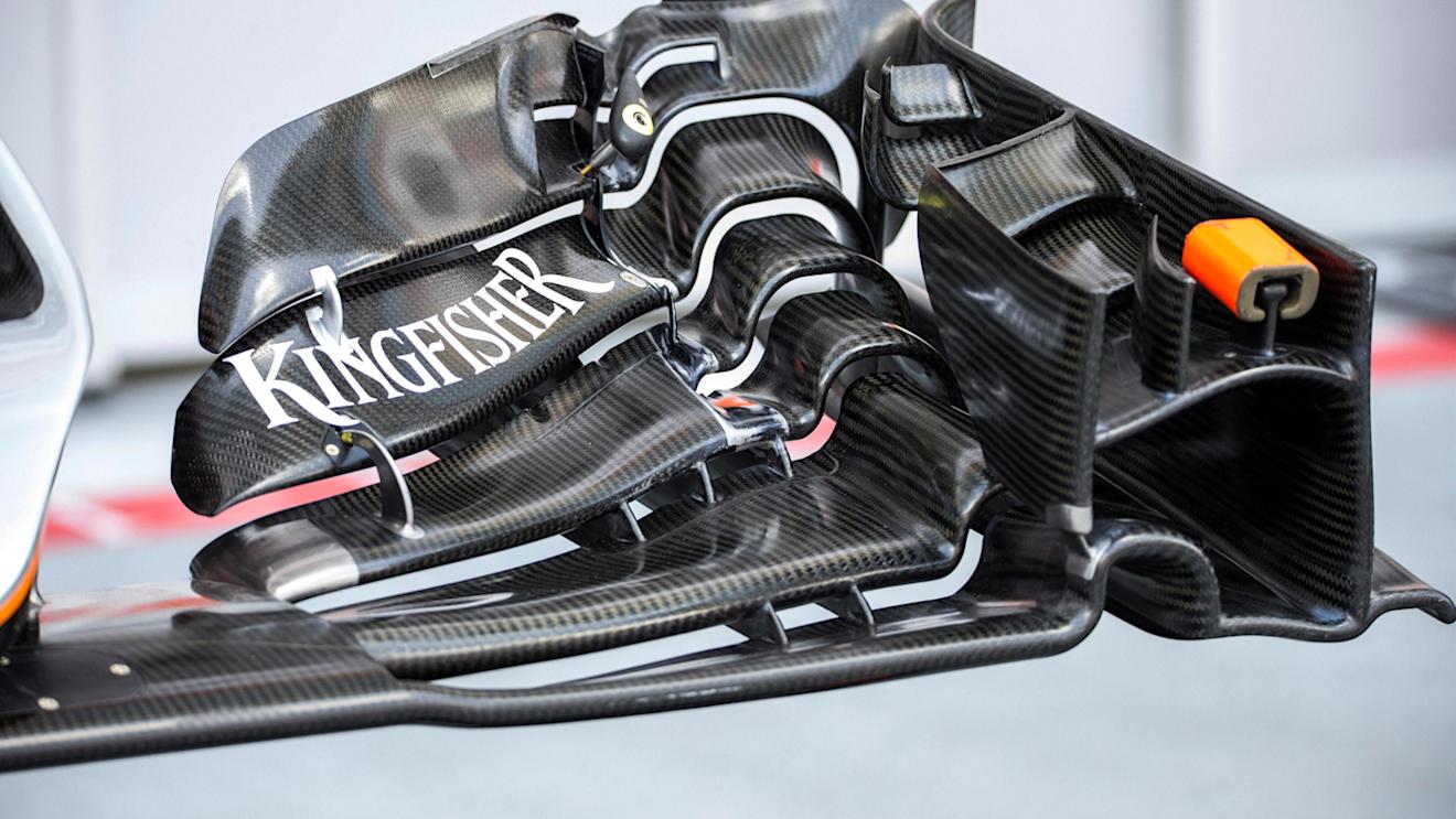 Force India VJM09 front wing detail at Formula One World Championship, Rd15, Singapore Grand Prix, Preparations, Marina Bay Street Circuit, Singapore, Thursday 15 September 2016. © Sutton Images