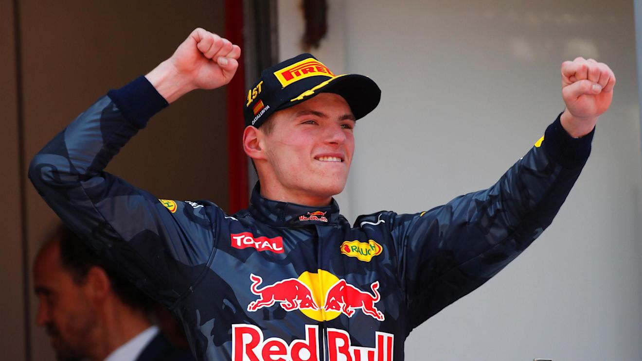 Race winner Max Verstappen (NED) Red Bull Racing celebrates on the podium at Formula One World Championship, Rd5, Spanish Grand Prix, Race, Barcelona, Spain, Sunday 15 May 2016. © Sutton Images