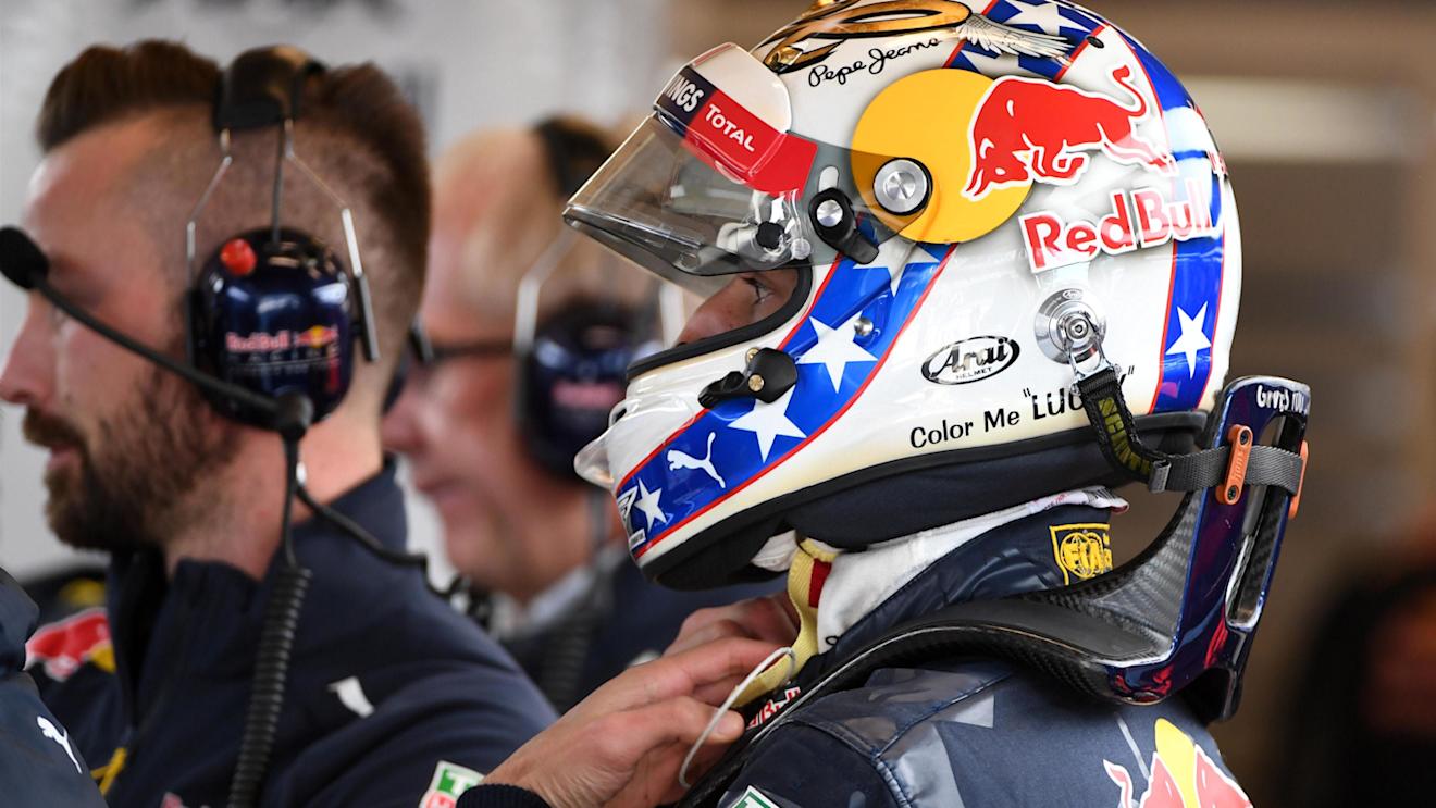 The new helmet of Daniel Ricciardo (AUS) Red Bull Racing at Formula One World Championship, Rd18, United States Grand Prix, Practice, Circuit of the Americas, Austin, Texas, USA, Friday 21 October 2016. © Sutton Images