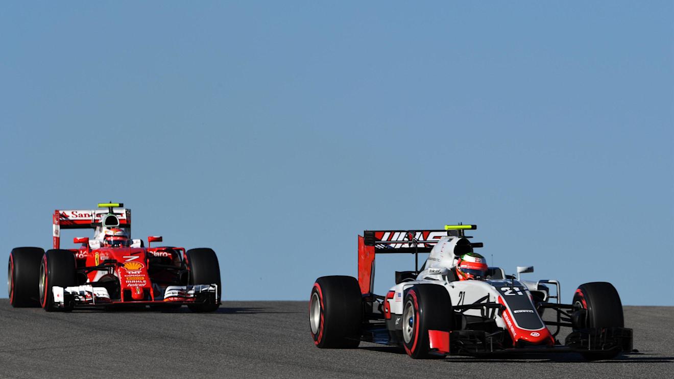 Esteban Gutierrez (MEX) Haas VF-16 and Kimi Raikkonen (FIN) Ferrari SF16-H at Formula One World Championship, Rd18, United States Grand Prix, Qualifying, Circuit of the Americas, Austin, Texas, USA, Saturday 22 October 2016. © Sutton Images
