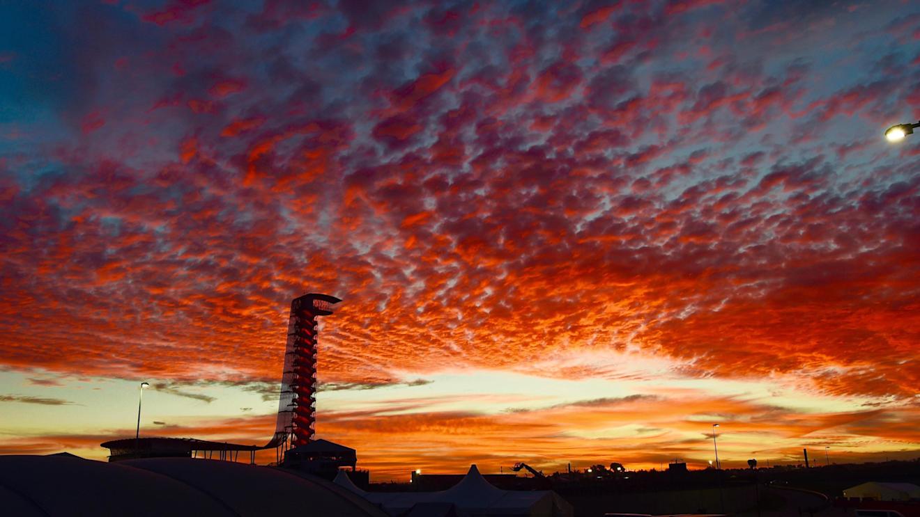 Sunrise and vewing tower at Formula One World Championship, Rd18, United States Grand Prix, Race, Circuit of the Americas, Austin, Texas, USA, Sunday 23 October 2016. © Sutton Images