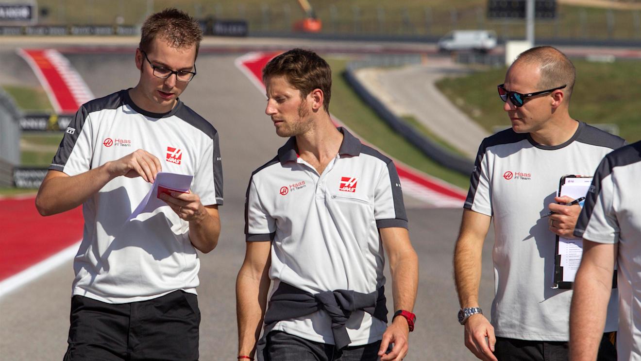 Romain Grosjean (FRA) Haas F1 walks the track at Formula One World Championship, Rd18, United States Grand Prix, Preparations, Circuit of the Americas, Austin, Texas, USA, Thursday 20 October 2016. © Sutton Images