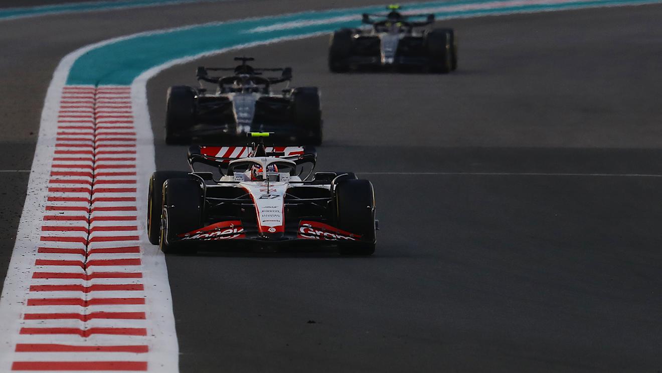 ABU DHABI, UNITED ARAB EMIRATES - NOVEMBER 26: Nico Hulkenberg of Germany driving the (27) Haas F1 VF-23 Ferrari on track during the F1 Grand Prix of Abu Dhabi at Yas Marina Circuit on November 26, 2023 in Abu Dhabi, United Arab Emirates. (Photo by Joe Portlock - Formula 1/Formula 1 via Getty Images)