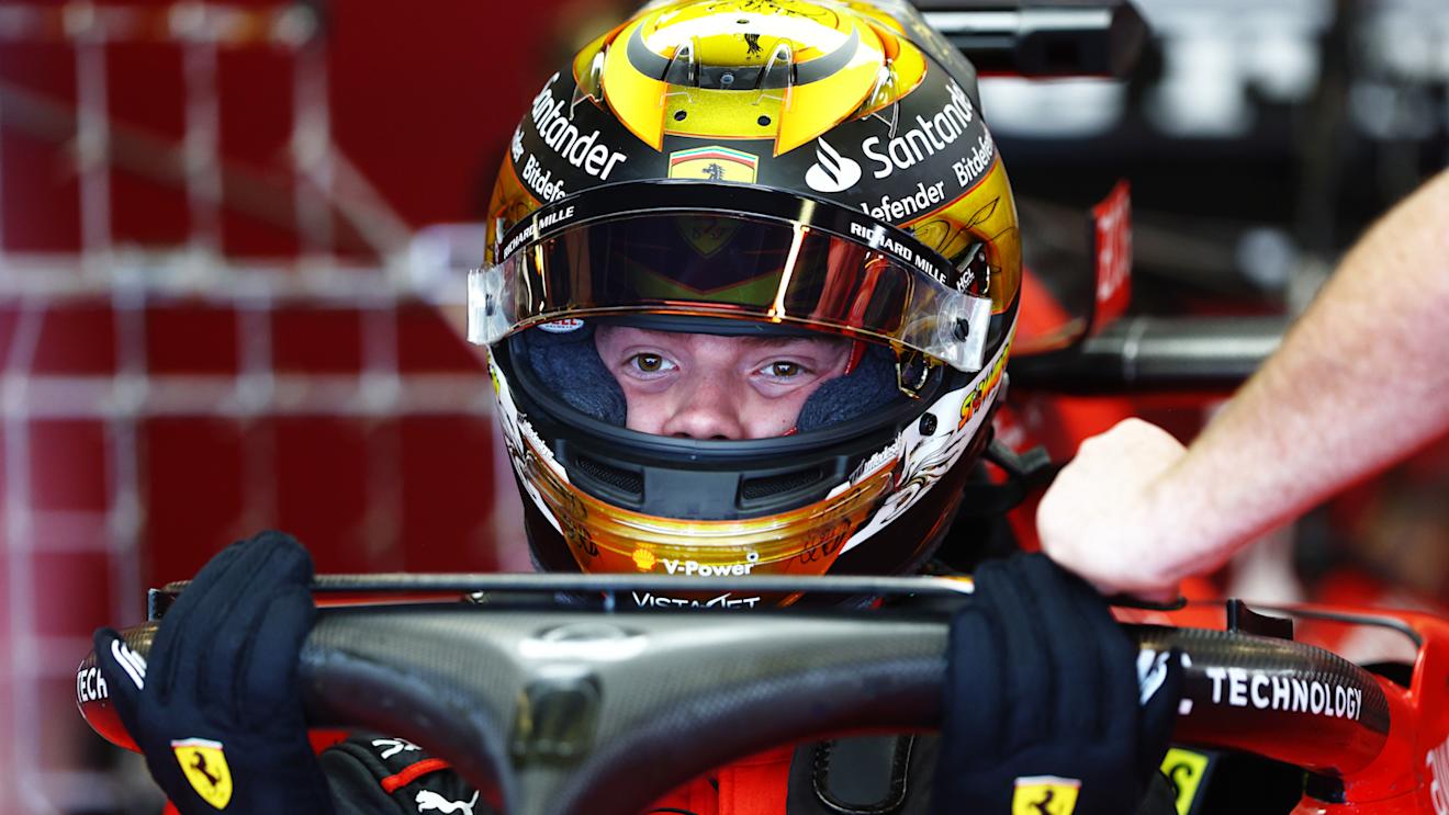ABU DHABI, UNITED ARAB EMIRATES - NOVEMBER 24: Robert Shwartzman of Israel and Ferrari prepares to drive in the garage during practice ahead of the F1 Grand Prix of Abu Dhabi at Yas Marina Circuit on November 24, 2023 in Abu Dhabi, United Arab Emirates. (Photo by Clive Rose/Getty Images)