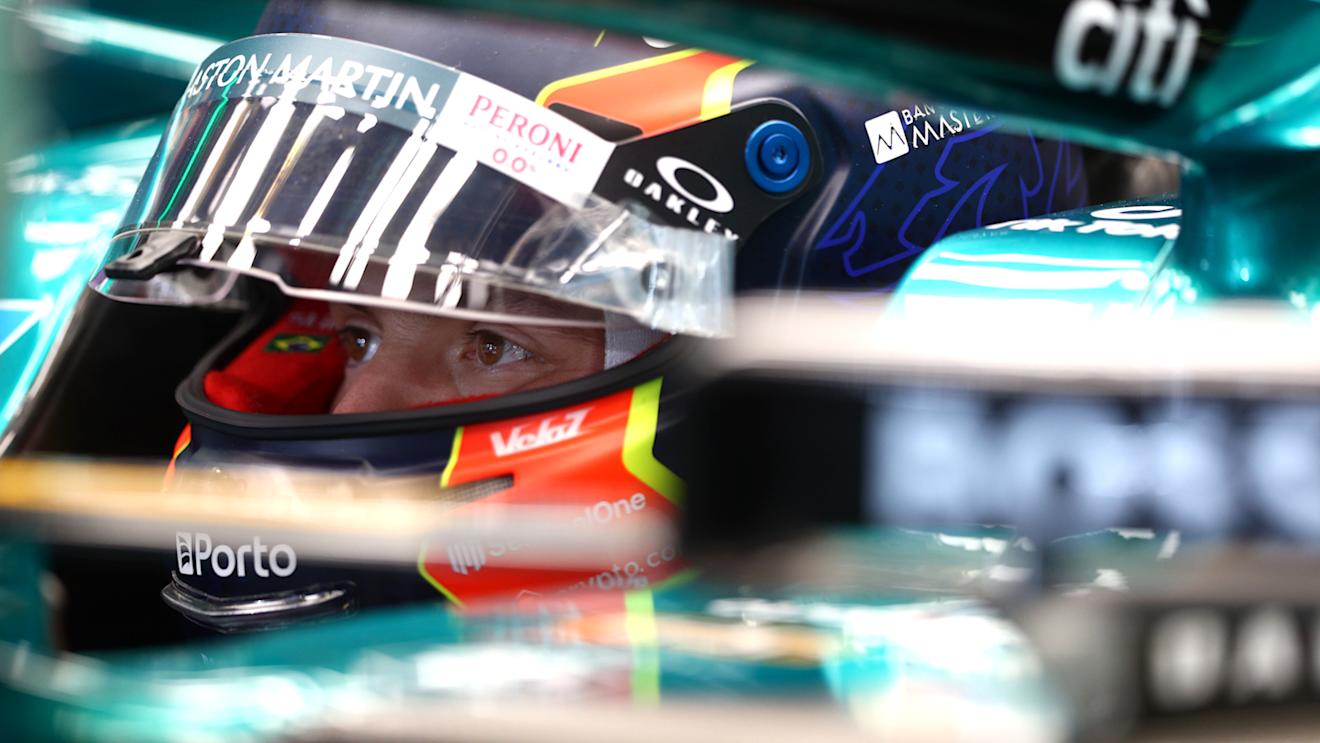 ABU DHABI, UNITED ARAB EMIRATES - NOVEMBER 24: Felipe Drugovich of Brazil and Aston Martin F1 Team prepares to drive in the garage during practice ahead of the F1 Grand Prix of Abu Dhabi at Yas Marina Circuit on November 24, 2023 in Abu Dhabi, United Arab Emirates. (Photo by Clive Rose/Getty Images)