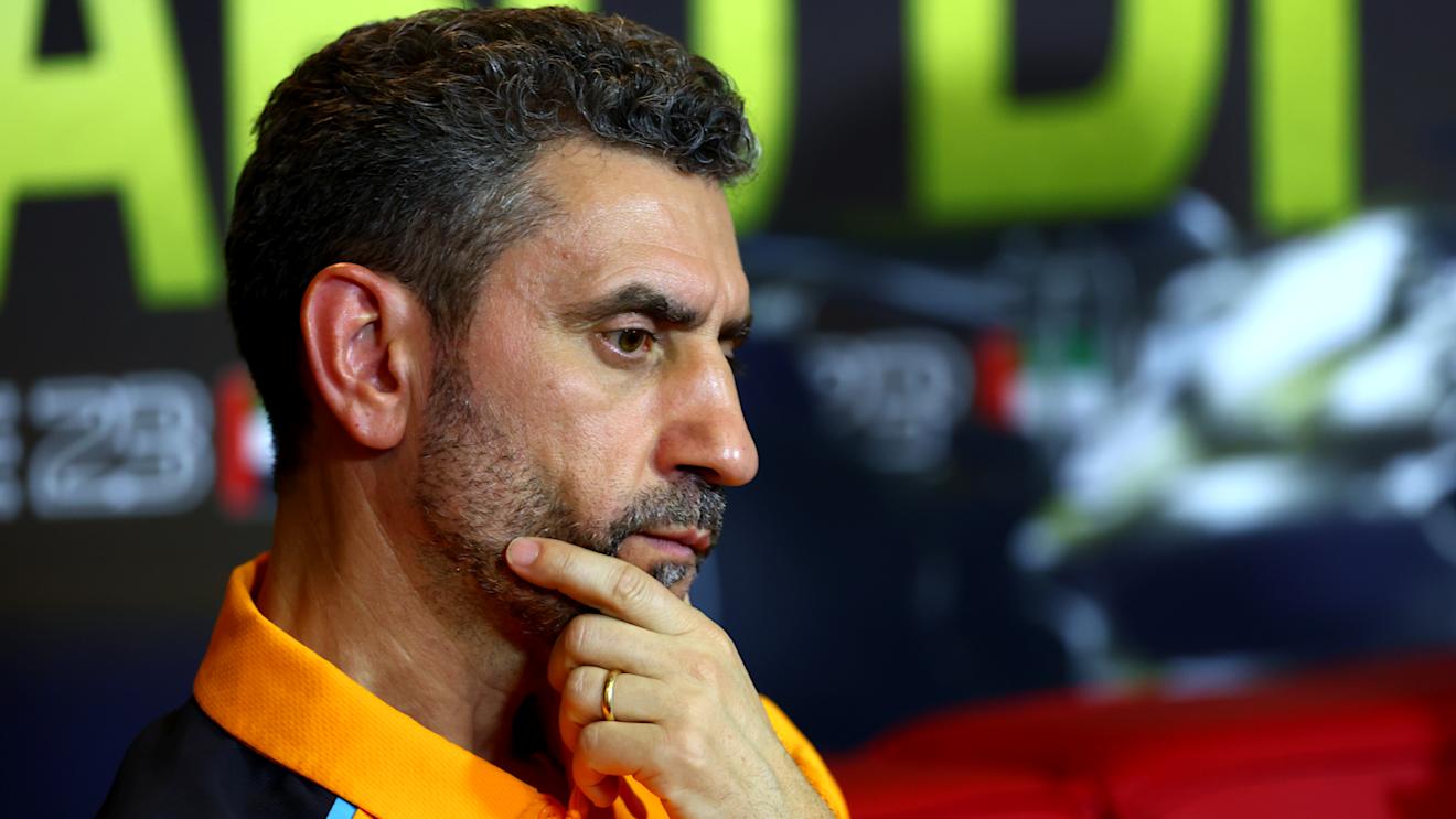 ABU DHABI, UNITED ARAB EMIRATES - NOVEMBER 24: McLaren Team Principal Andrea Stella attends the Team Principals Press Conference during practice ahead of the F1 Grand Prix of Abu Dhabi at Yas Marina Circuit on November 24, 2023 in Abu Dhabi, United Arab Emirates. (Photo by Dan Istitene/Getty Images)