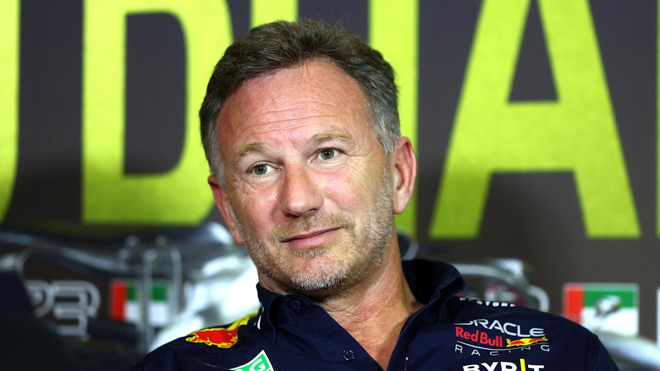 ABU DHABI, UNITED ARAB EMIRATES - NOVEMBER 24: Red Bull Racing Team Principal Christian Horner attends the Drivers Press Conference during practice ahead of the F1 Grand Prix of Abu Dhabi at Yas Marina Circuit on November 24, 2023 in Abu Dhabi, United Arab Emirates. (Photo by Clive Rose/Getty Images)