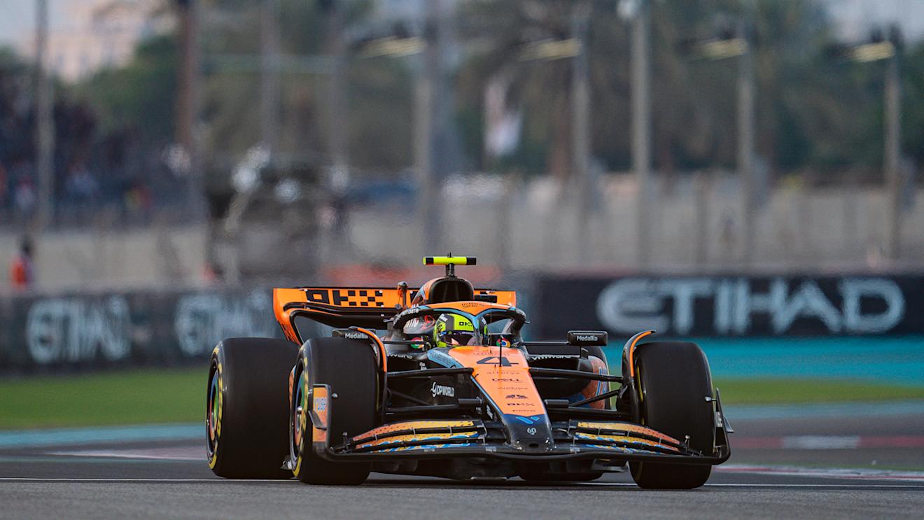 ABU DHABI, UNITED ARAB EMIRATES - NOVEMBER 24: Lando Norris of Great Britain and McLaren F1 Team drives on track during practice ahead of the F1 Grand Prix of Abu Dhabi at Yas Marina Circuit on November 24, 2023 in Abu Dhabi, United Arab Emirates. (Photo by James Gasperotti/Ciancaphoto Studio/Getty Images)