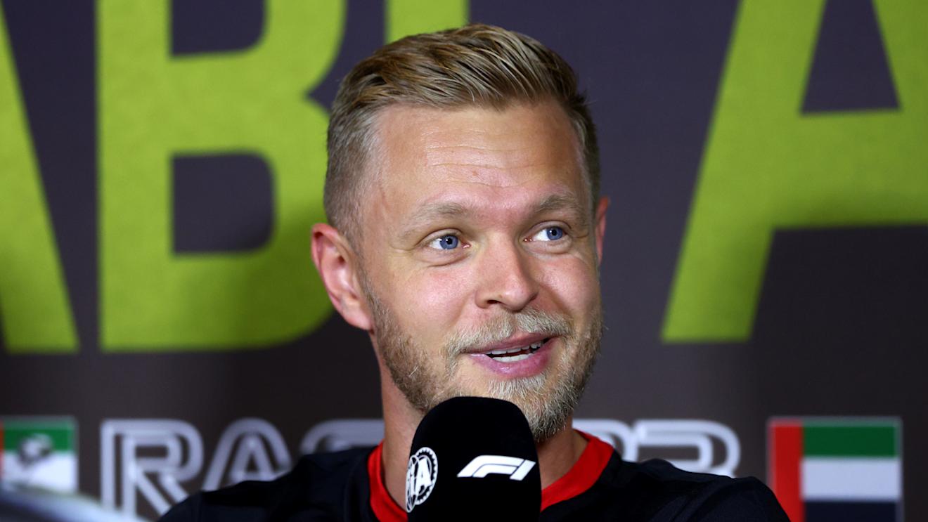 ABU DHABI, UNITED ARAB EMIRATES - NOVEMBER 23: Kevin Magnussen of Denmark and Haas F1 attends the Drivers Press Conference during previews ahead of the F1 Grand Prix of Abu Dhabi at Yas Marina Circuit on November 23, 2023 in Abu Dhabi, United Arab Emirates. (Photo by Clive Rose/Getty Images)