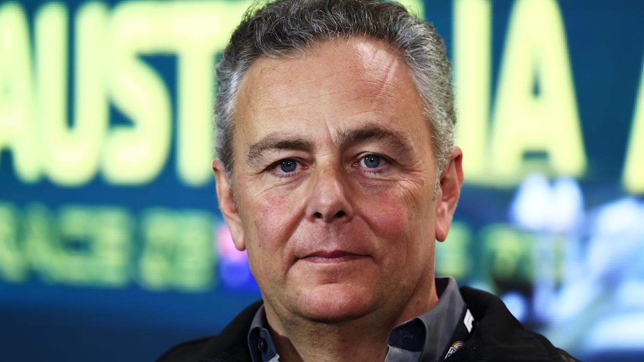 MELBOURNE, AUSTRALIA - MARCH 31: Director of Pirelli F1 Mario Isola looks on in the Team Principals Press Conference during practice ahead of the F1 Grand Prix of Australia at Albert Park Grand Prix Circuit on March 31, 2023 in Melbourne, Australia. (Photo by Dan Istitene/Getty Images)