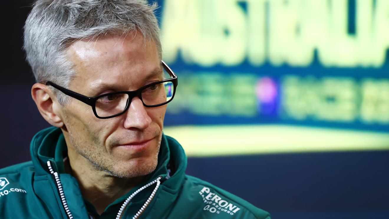 MELBOURNE, AUSTRALIA - MARCH 31: Mike Krack, Team Principal of the Aston Martin F1 Team looks on in the Team Principals Press Conference during practice ahead of the F1 Grand Prix of Australia at Albert Park Grand Prix Circuit on March 31, 2023 in Melbourne, Australia. (Photo by Dan Istitene/Getty Images)