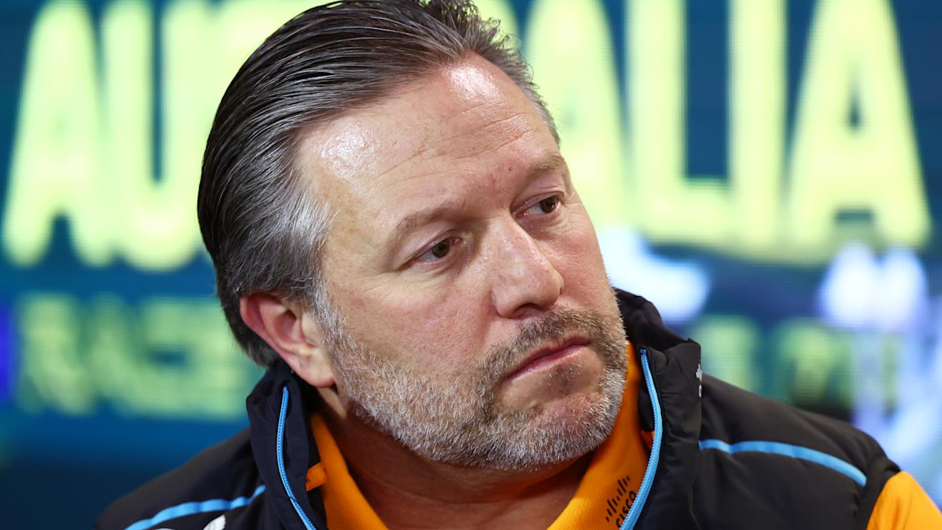 MELBOURNE, AUSTRALIA - MARCH 31: McLaren Chief Executive Officer Zak Brown looks on in the Team Principals Press Conference during practice ahead of the F1 Grand Prix of Australia at Albert Park Grand Prix Circuit on March 31, 2023 in Melbourne, Australia. (Photo by Dan Istitene/Getty Images)