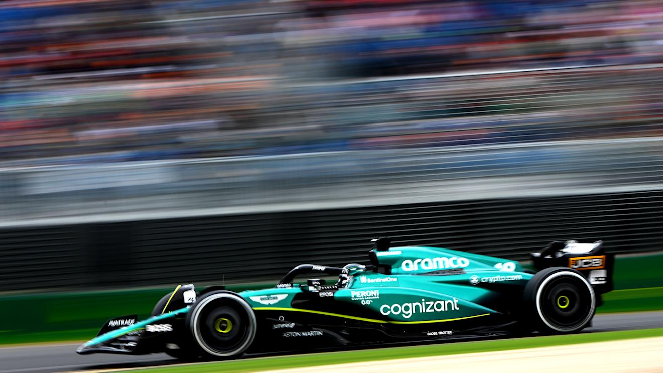MELBOURNE, AUSTRALIA - MARCH 31: Lance Stroll of Canada driving the (18) Aston Martin AMR23 Mercedes on track during practice ahead of the F1 Grand Prix of Australia at Albert Park Grand Prix Circuit on March 31, 2023 in Melbourne, Australia. (Photo by Quinn Rooney/Getty Images)