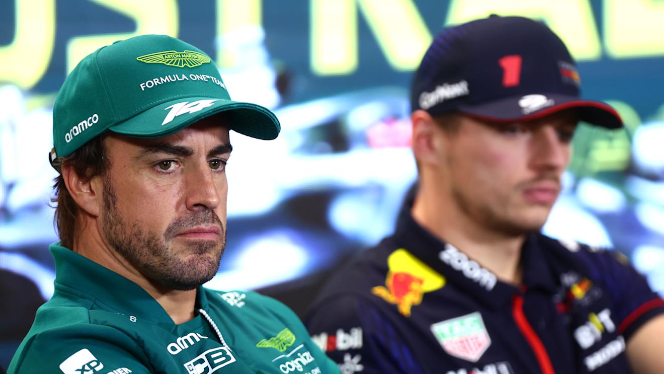 MELBOURNE, AUSTRALIA - MARCH 30: Fernando Alonso of Spain and Aston Martin F1 Team looks on in the Drivers Press Conference during previews ahead of the F1 Grand Prix of Australia at Albert Park Grand Prix Circuit on March 30, 2023 in Melbourne, Australia. (Photo by Dan Istitene/Getty Images)
