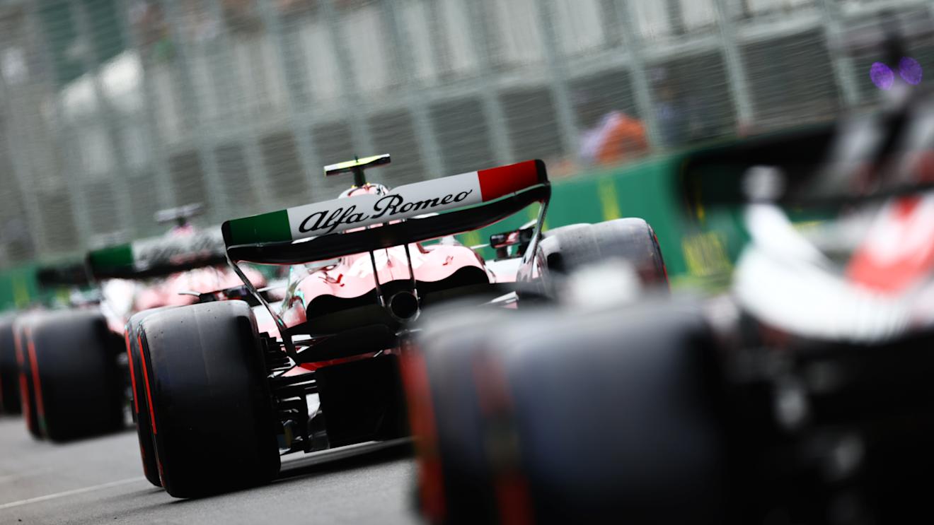 MELBOURNE, AUSTRALIA - APRIL 01: Zhou Guanyu of China driving the (24) Alfa Romeo F1 C43 Ferrari in the Pitlane during qualifying ahead of the F1 Grand Prix of Australia at Albert Park Grand Prix Circuit on April 01, 2023 in Melbourne, Australia. (Photo by Mark Thompson/Getty Images)