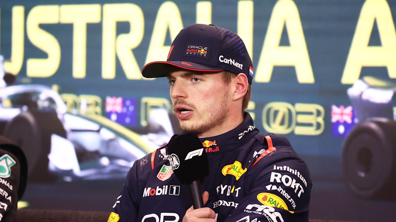 MELBOURNE, AUSTRALIA - APRIL 01: Pole position qualifier Max Verstappen of the Netherlands and Oracle Red Bull Racing attends the press conference after qualifying ahead of the F1 Grand Prix of Australia at Albert Park Grand Prix Circuit on April 01, 2023 in Melbourne, Australia. (Photo by Robert Cianflone/Getty Images)