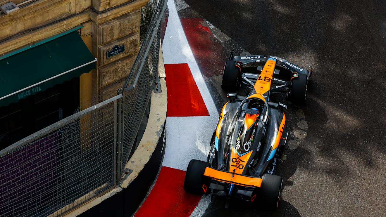 BAKU, AZERBAIJAN - APRIL 30: Oscar Piastri of Australia driving the (81) McLaren MCL60 Mercedes on track during the F1 Grand Prix of Azerbaijan at Baku City Circuit on April 30, 2023 in Baku, Azerbaijan. (Photo by Alex Pantling/Getty Images)