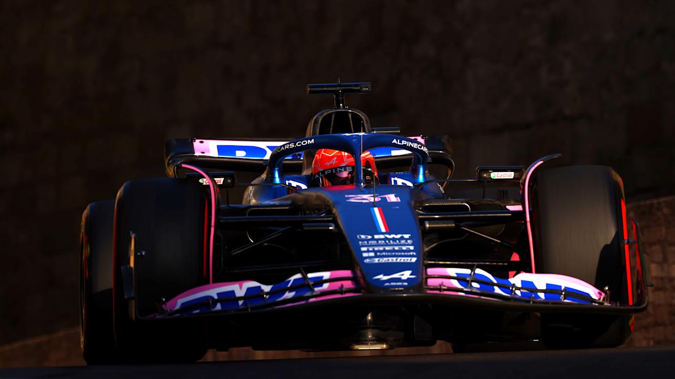 BAKU, AZERBAIJAN - APRIL 28: Esteban Ocon of France driving the (31) Alpine F1 A523 Renault on track during qualifying ahead of the F1 Grand Prix of Azerbaijan at Baku City Circuit on April 28, 2023 in Baku, Azerbaijan. (Photo by Alex Pantling/Getty Images)