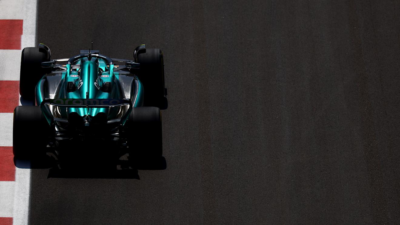 BAKU, AZERBAIJAN - APRIL 28: Lance Stroll of Canada driving the (18) Aston Martin AMR23 Mercedes on track during practice ahead of the F1 Grand Prix of Azerbaijan at Baku City Circuit on April 28, 2023 in Baku, Azerbaijan. (Photo by Bryn Lennon - Formula 1/Formula 1 via Getty Images)