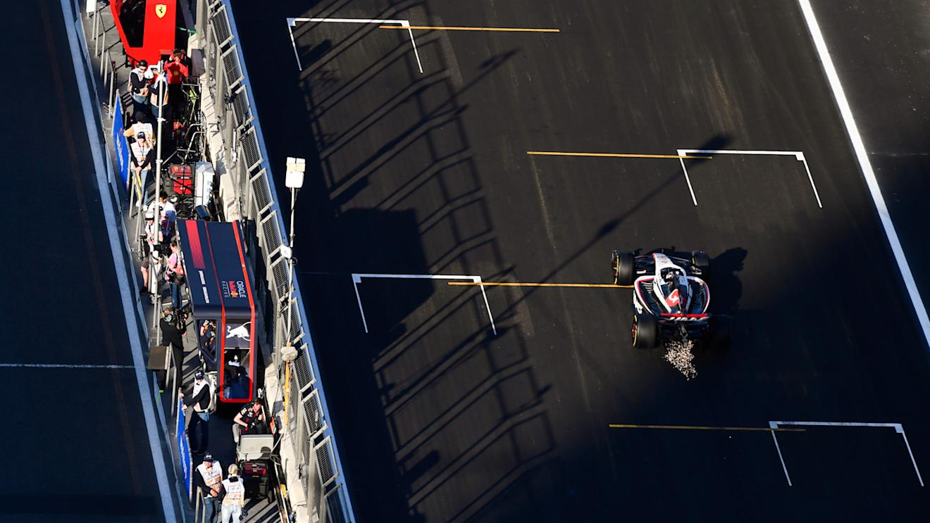 BAKU, AZERBAIJAN - APRIL 29: Kevin Magnussen of Denmark driving the (20) Haas F1 VF-23 Ferrari on track during the Sprint ahead of the F1 Grand Prix of Azerbaijan at Baku City Circuit on April 29, 2023 in Baku, Azerbaijan. (Photo by Rudy Carezzevoli/Getty Images)