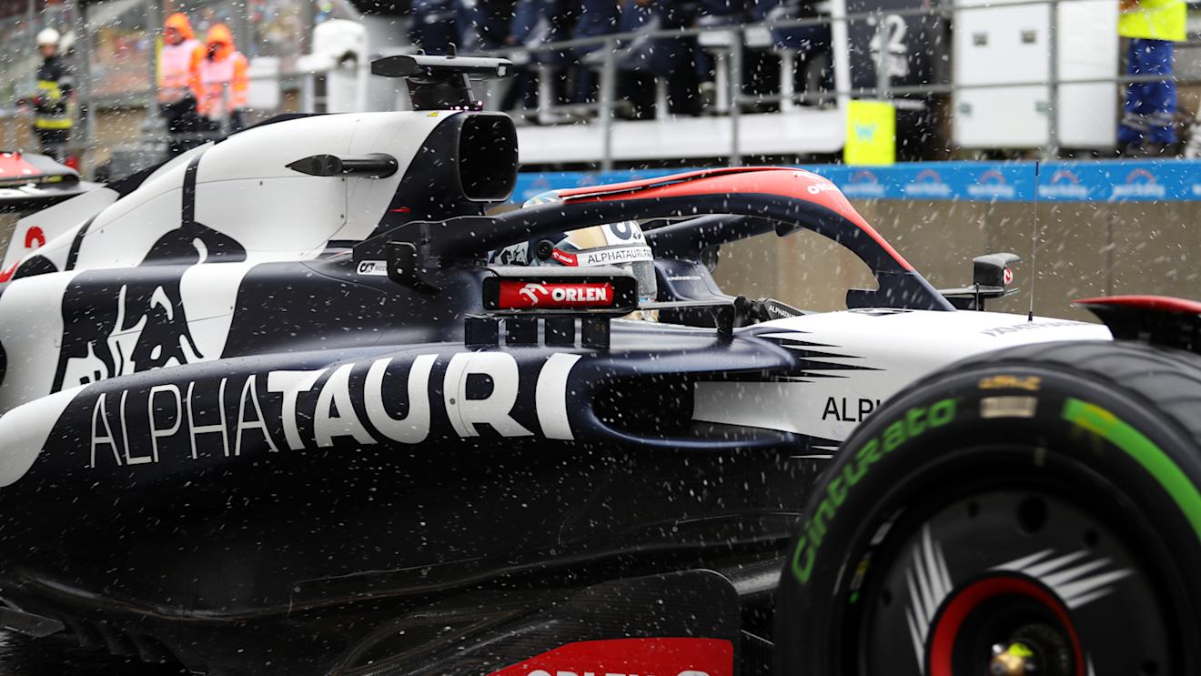 SPA, BELGIUM - JULY 28: Daniel Ricciardo of Australia driving the (3) Scuderia AlphaTauri AT04 in the Pitlane during practice ahead of the F1 Grand Prix of Belgium at Circuit de Spa-Francorchamps on July 28, 2023 in Spa, Belgium. (Photo by Peter Fox/Getty Images)