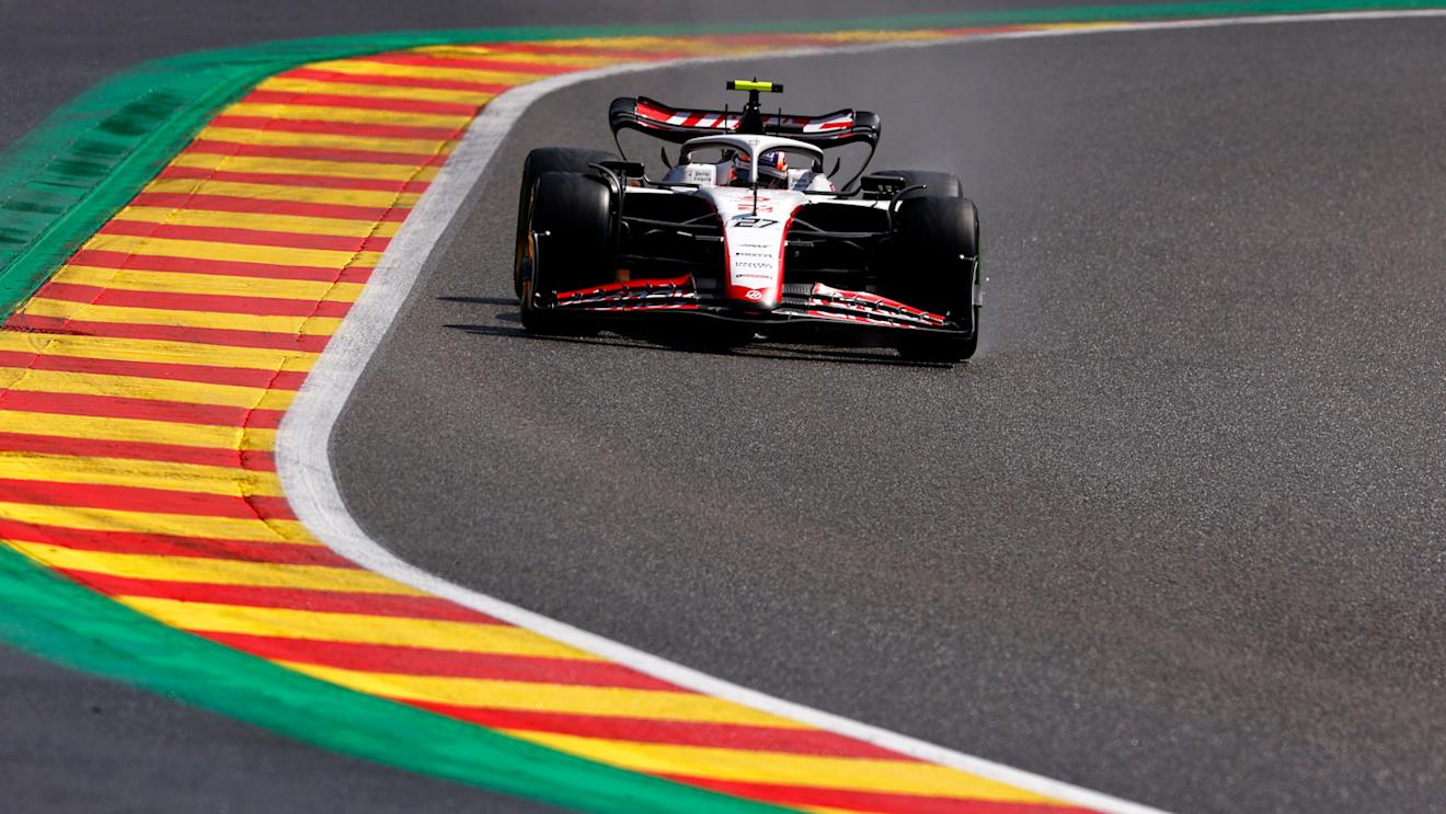 SPA, BELGIUM - JULY 29: Nico Hulkenberg of Germany driving the (27) Haas F1 VF-23 Ferrari on track during the Sprint Shootout ahead of the F1 Grand Prix of Belgium at Circuit de Spa-Francorchamps on July 29, 2023 in Spa, Belgium. (Photo by Francois Nel/Getty Images)