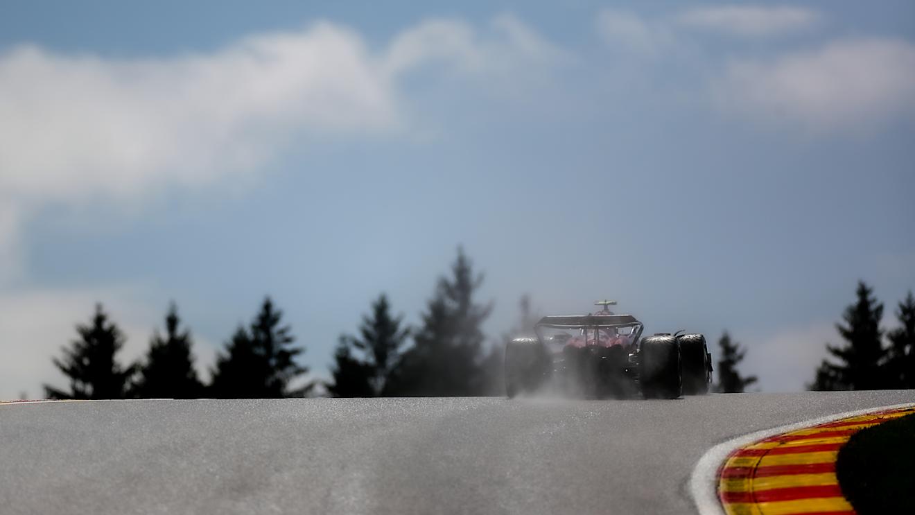 SPA, BELGIUM - JULY 29: Zhou Guanyu of Alfa Romeo and China  during the Sprint Shootout ahead of the F1 Grand Prix of Belgium at Circuit de Spa-Francorchamps on July 29, 2023 in Spa, Belgium. (Photo by Peter Fox/Getty Images)