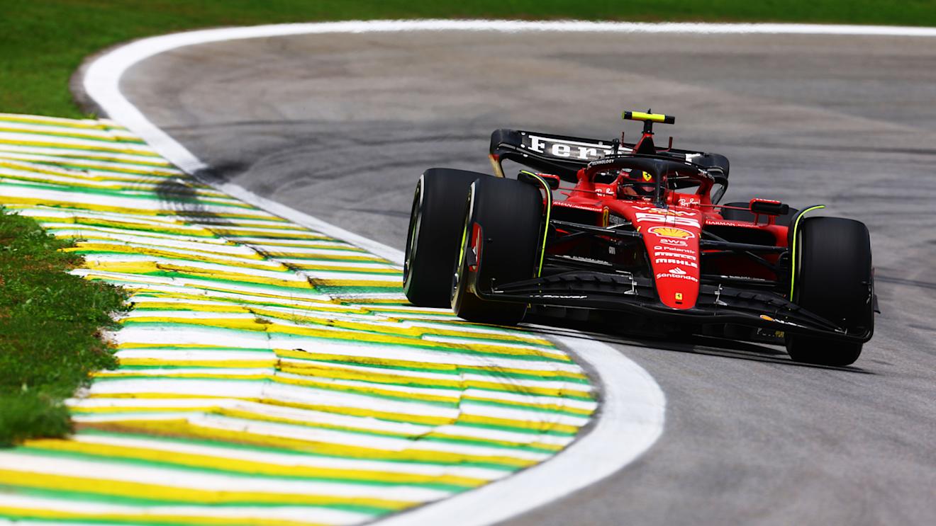 SAO PAULO, BRAZIL - NOVEMBER 03: Carlos Sainz of Spain driving (55) the Ferrari SF-23 on track during practice ahead of the F1 Grand Prix of Brazil at Autodromo Jose Carlos Pace on November 03, 2023 in Sao Paulo, Brazil. (Photo by Mark Thompson/Getty Images)