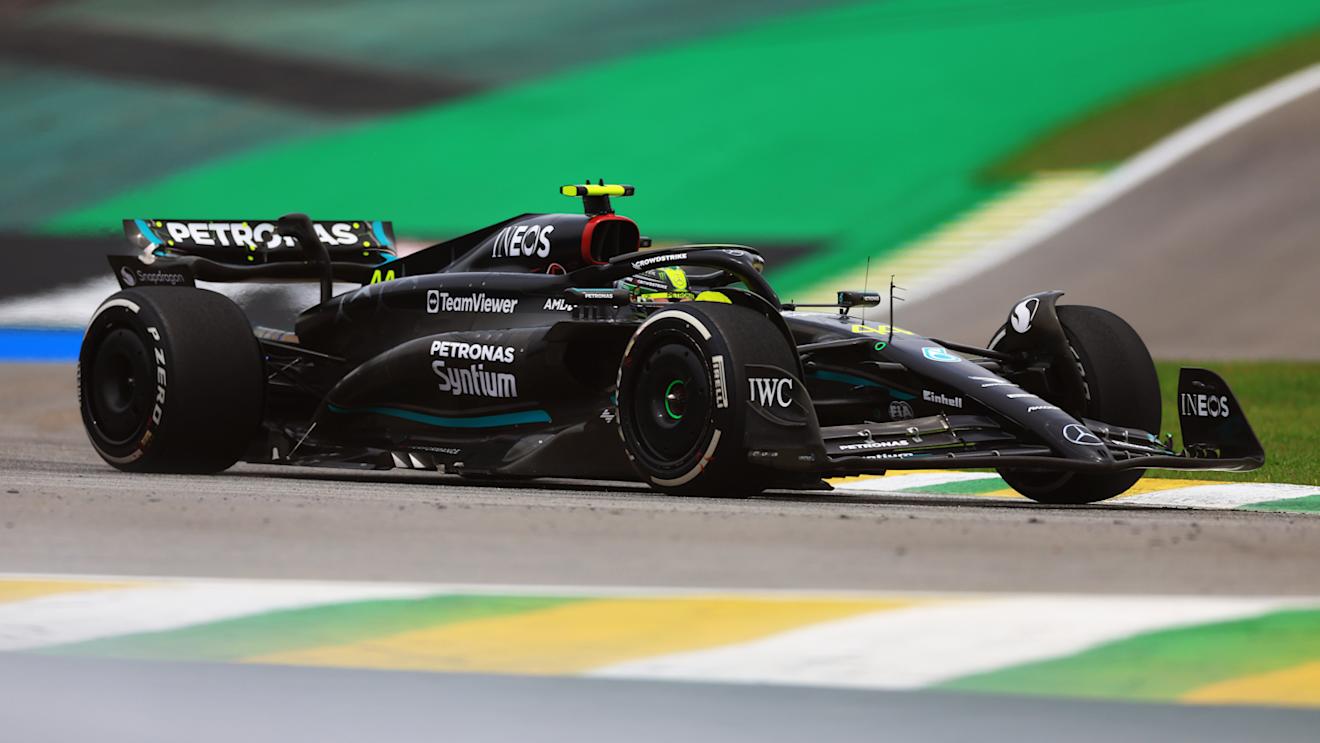 SAO PAULO, BRAZIL - NOVEMBER 03: Lewis Hamilton of Great Britain driving the (44) Mercedes AMG Petronas F1 Team W14 on track during practice ahead of the F1 Grand Prix of Brazil at Autodromo Jose Carlos Pace on November 03, 2023 in Sao Paulo, Brazil. (Photo by Buda Mendes/Getty Images)